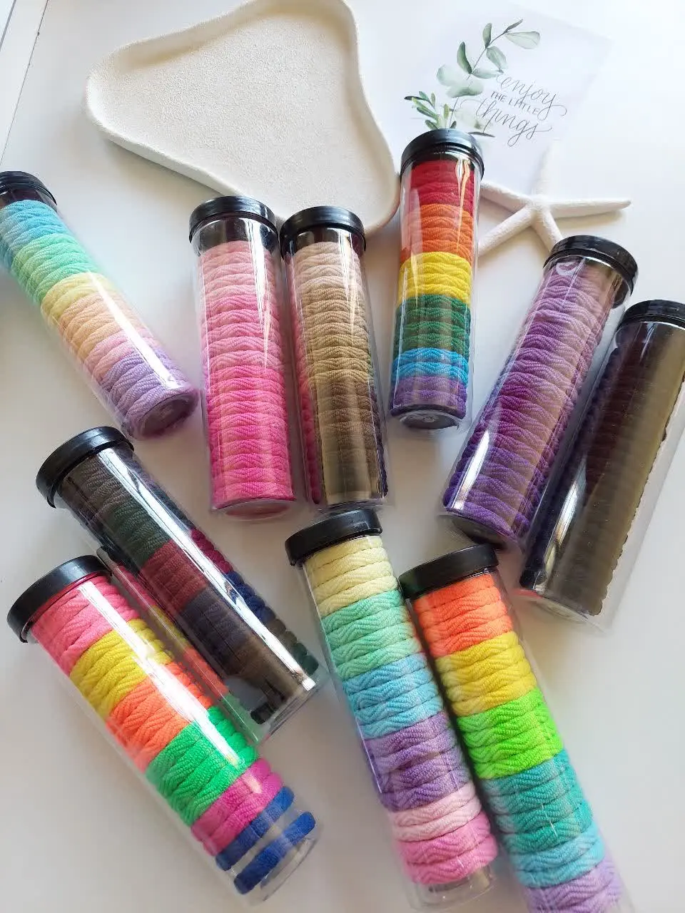 Box of 20 striped towel hair ties (5) باکس ۲۰ عددی کش مو حوله ای راه راه - Image 1