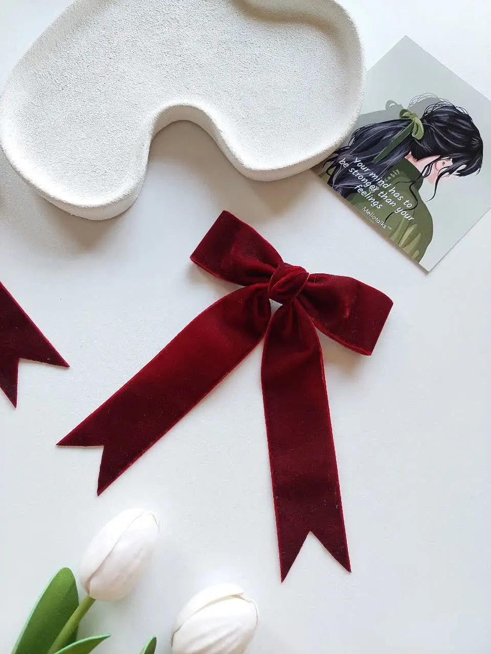 Velvet bow tie clip (2)