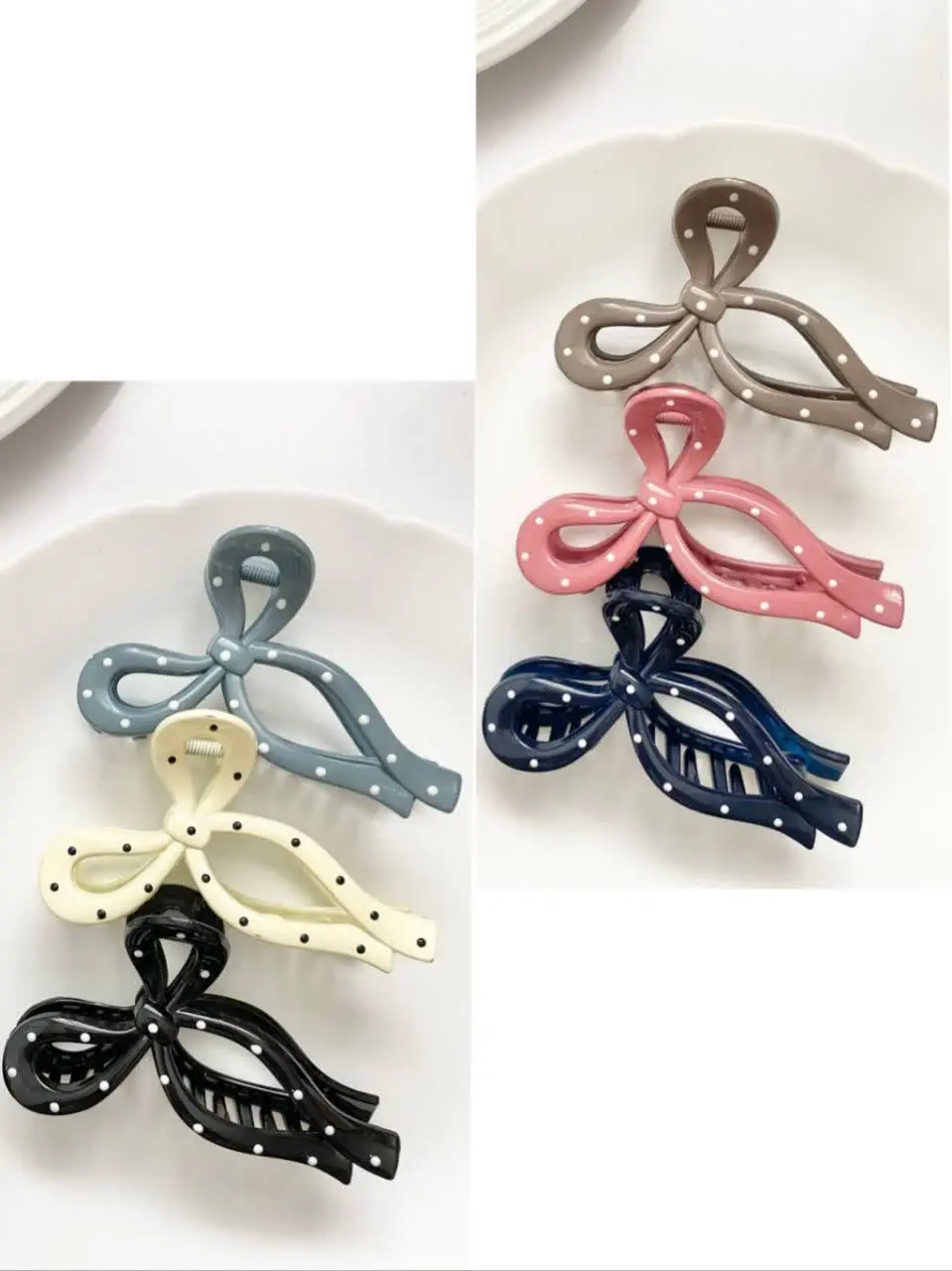 Spotted bow tie clips (2) کلیپس پاپیون خالدار - Image 1