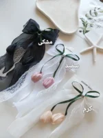 پاپیون حریر گیره فرانسوی لاله اویزدار - Image 5