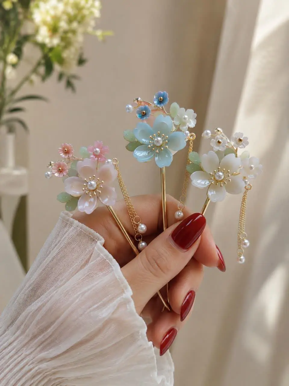 Branded Crystal Flower Metal Kanzashi (1) کانزاشی فلزی گل کریستالی برند - Image 1