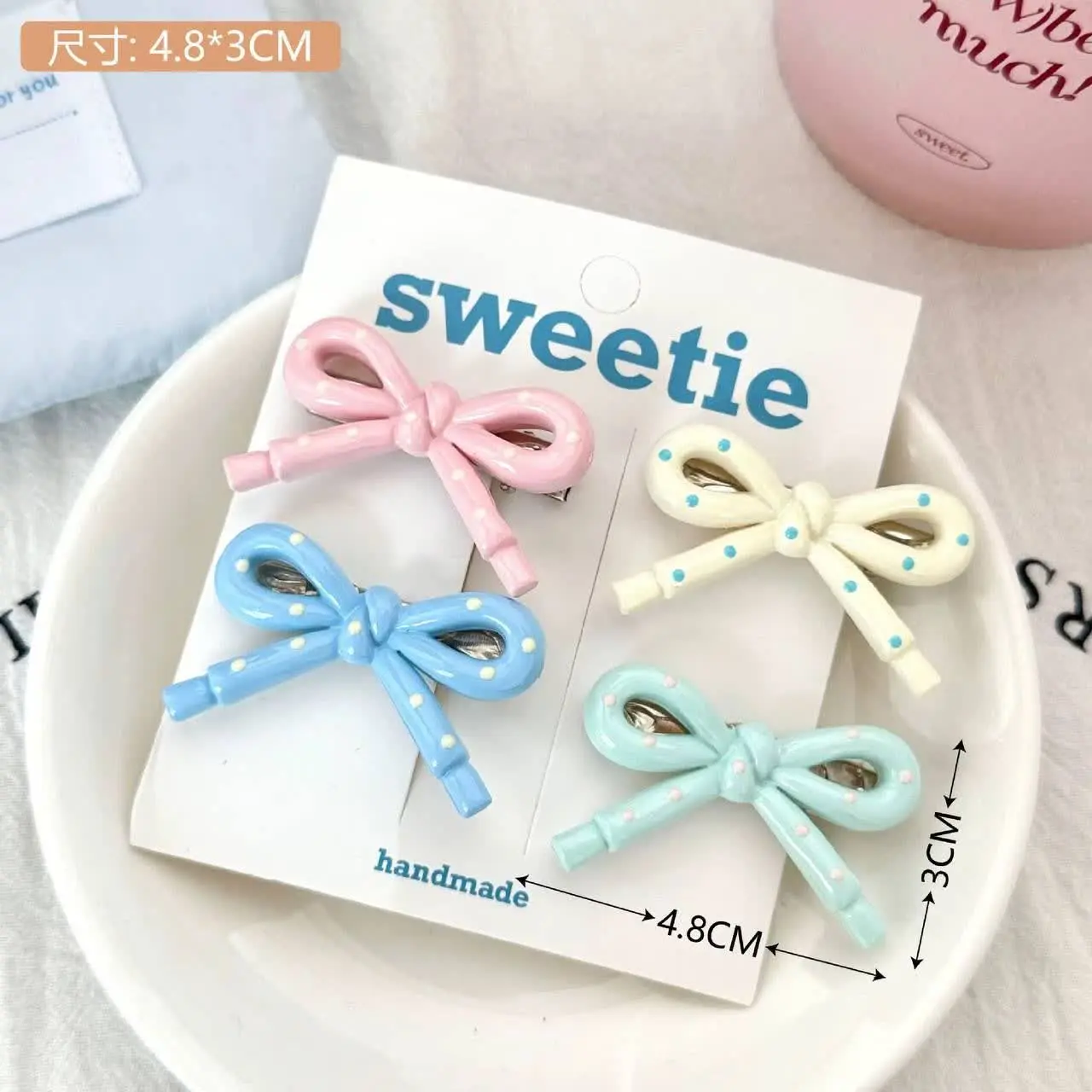 Pack of 2 polka dot bow tie clips (6) پک ۲ تایی گیره انبری پاپیون خالدار - Image 1