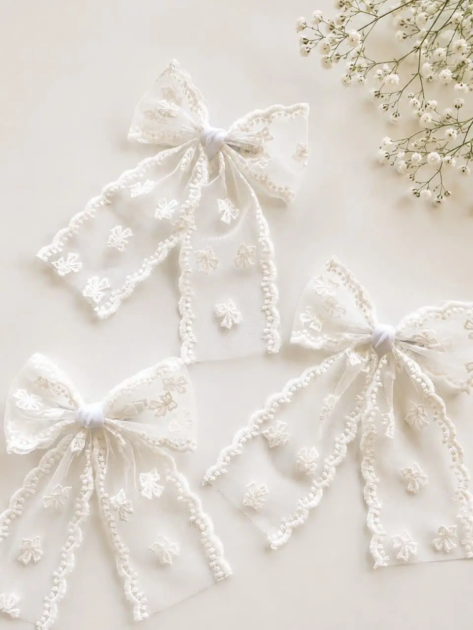 White lace bow tie with pliers (5) پاپیون توری سفید گیره انبری - Image 1